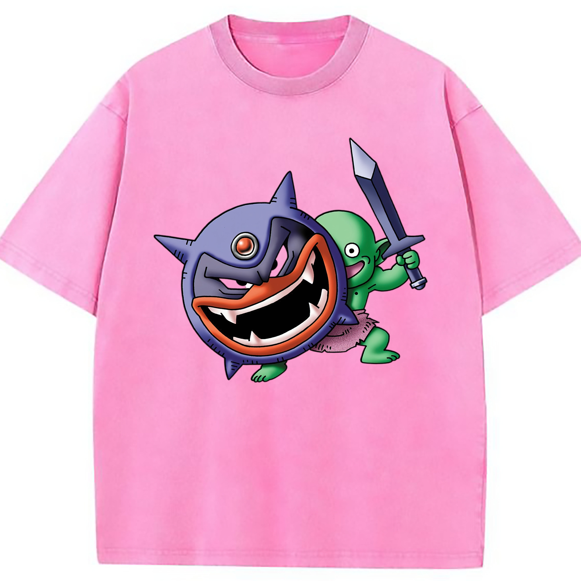 （画像用） ドラゴンクエスト Doragon Kuesuto Dragon Quest 綿100% ヴィンテージ風 半袖Tシャツ（フロントプリント）